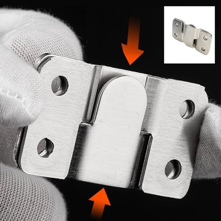 Versatile stainless steel z clip for flush mounting shelves, cabinets, and wall decor