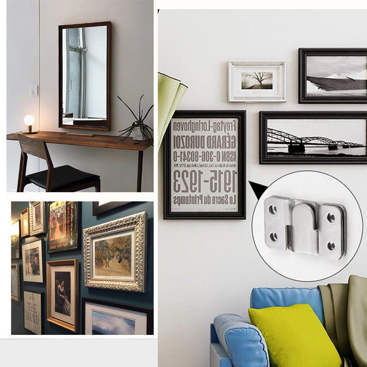 Stainless steel z clip bracket, ideal for flush mounting mirrors, artwork, and wall panels