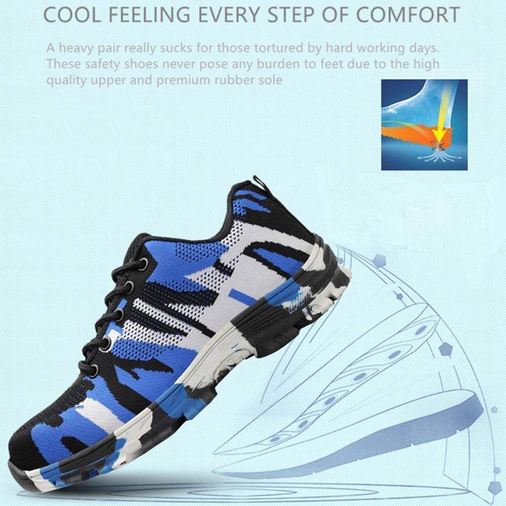 Woman lacing up unisex steel toe work safety shoes, ready for a demanding job, anti-slip
