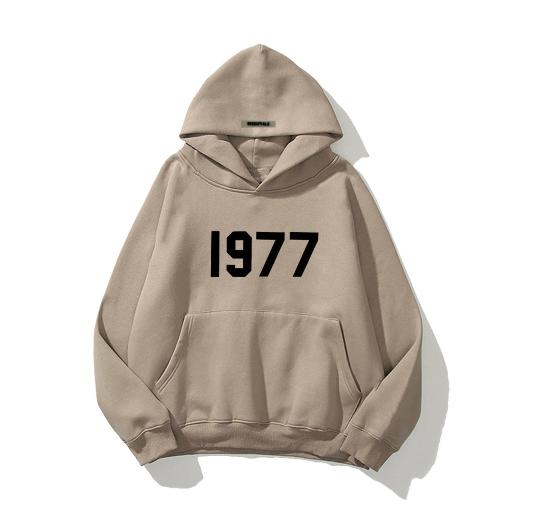 Retro style pullover hoodie for unisex fashion, featuring a 1977 graphic.