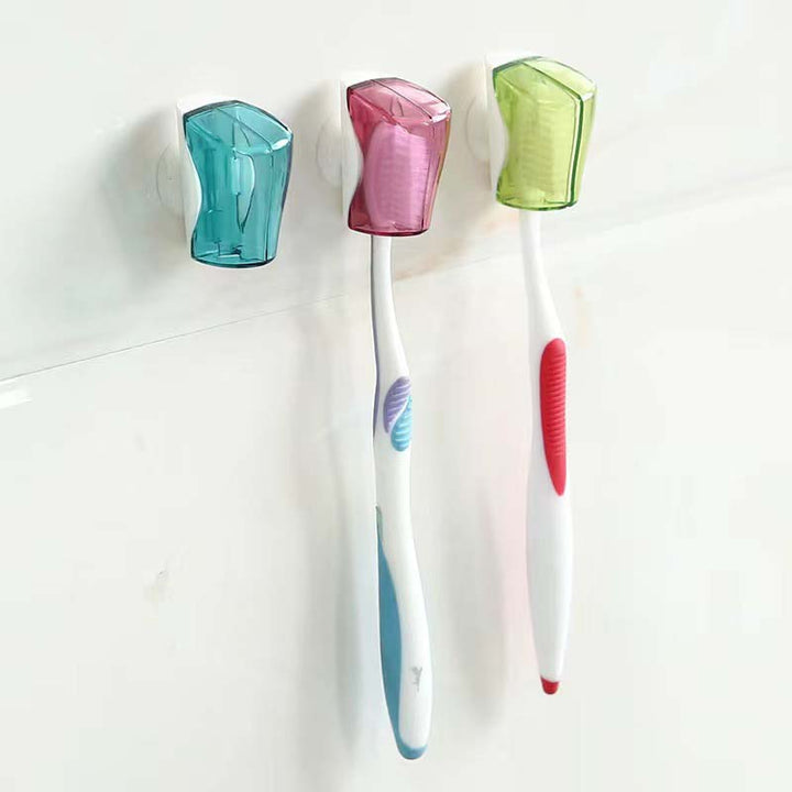 Compact green suction cup toothbrush cover, travel accessory for clean toothbrushes, 125 characters