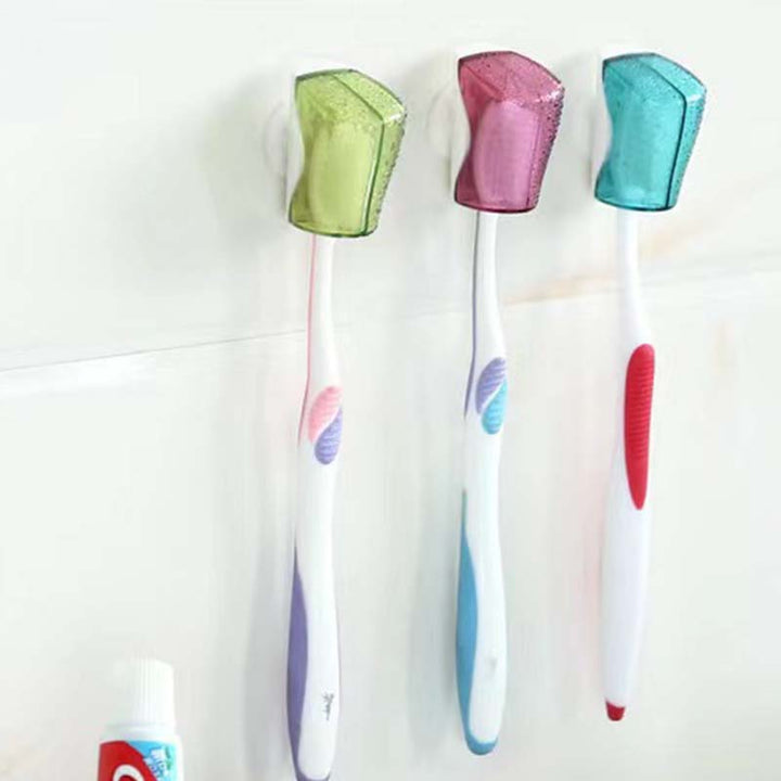 Durable plastic suction cup toothbrush cover, a practical travel accessory for hygiene solutions, 125 characters