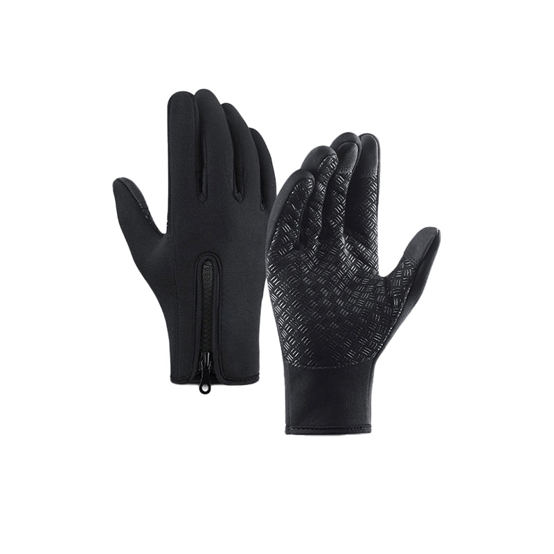 Unisex thermal gloves being packed, highlighting their portability as essential outdoor gear