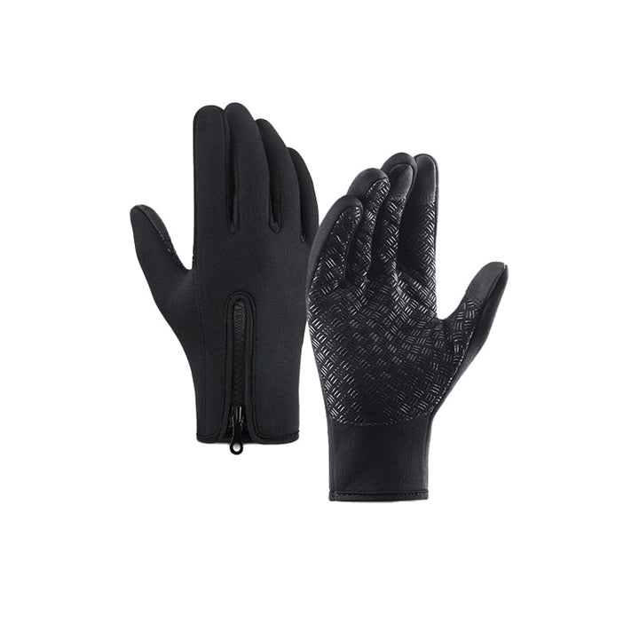 Unisex thermal gloves being packed, highlighting their portability as essential outdoor gear