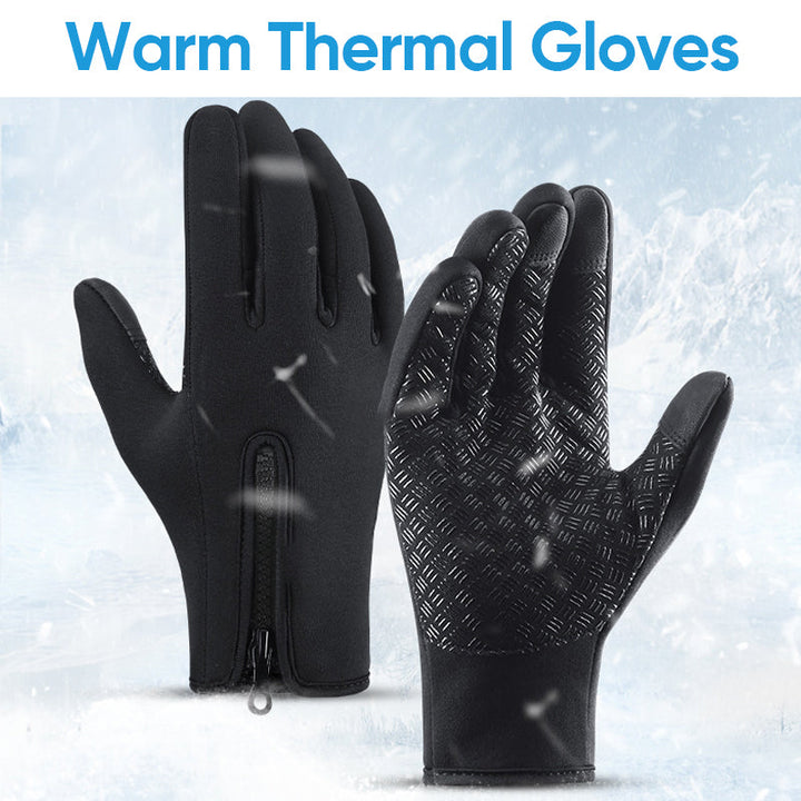 Person using a smartphone while wearing unisex thermal touchscreen winter gloves, showcasing functionality