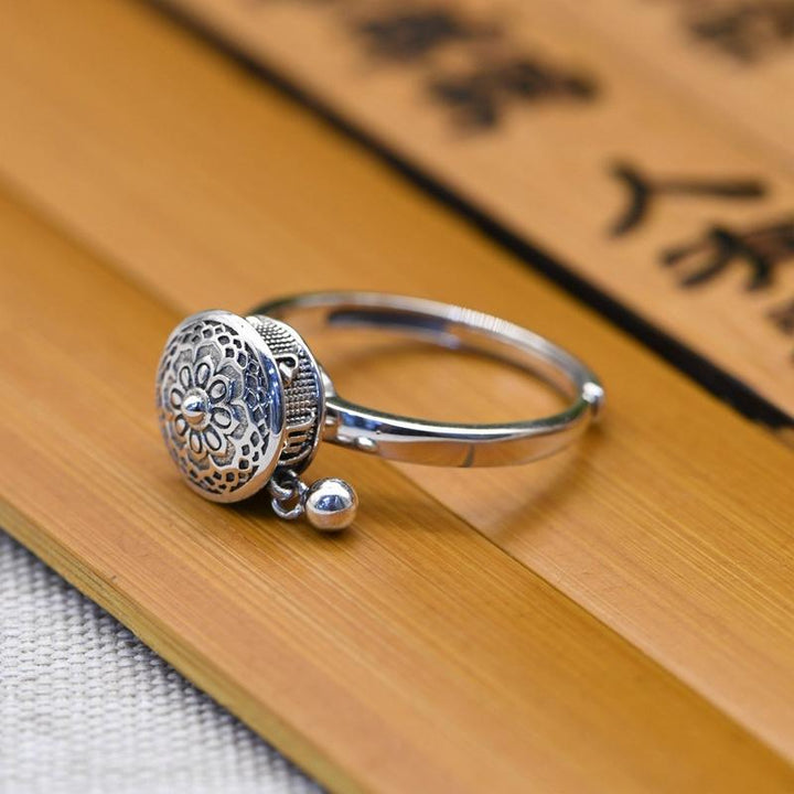 Unisex Tibetan Prayer Wheel Spin Ring, copper, adjustable, for meditation & anxiety relief