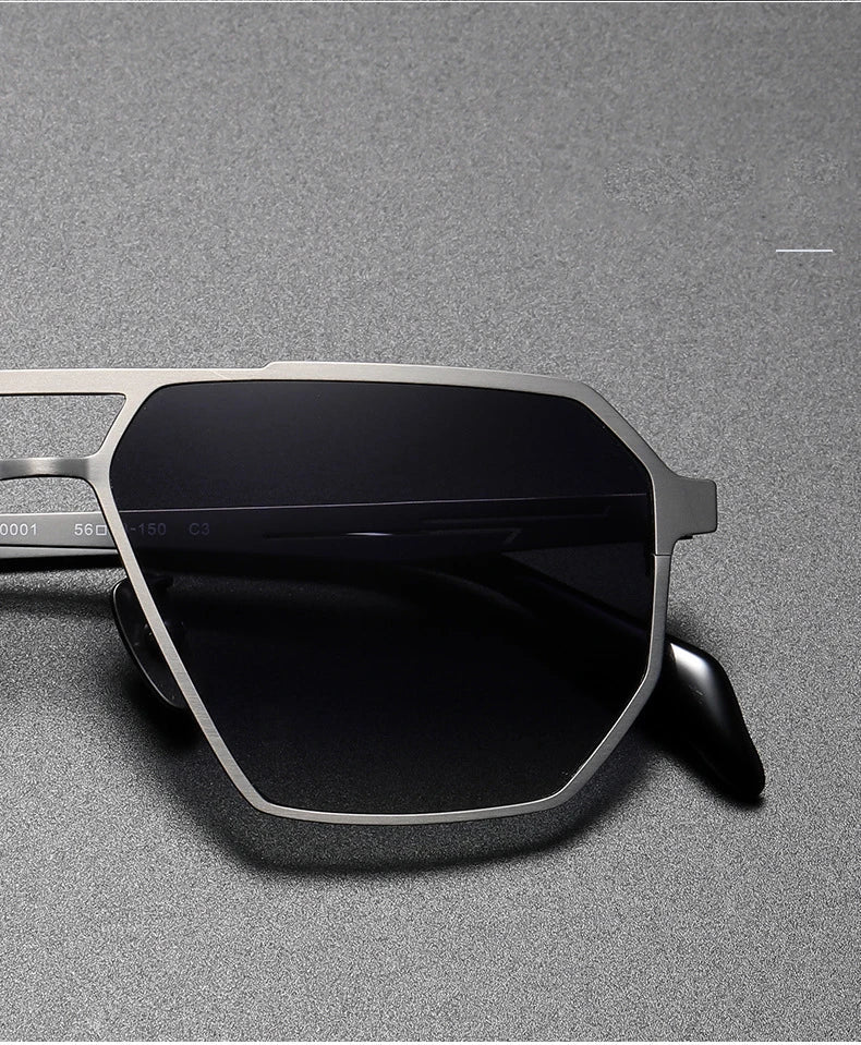 Unisex sunglasses with advanced polarized lenses for superior glare reduction, elegant titanium frame