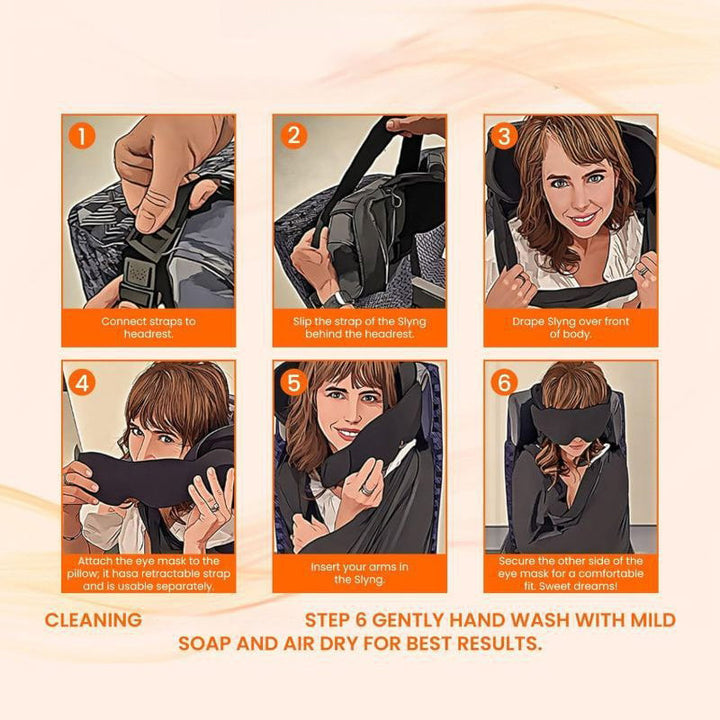 Ergonomic travel neck pillow with superior head support and a soft, comfortable eye mask