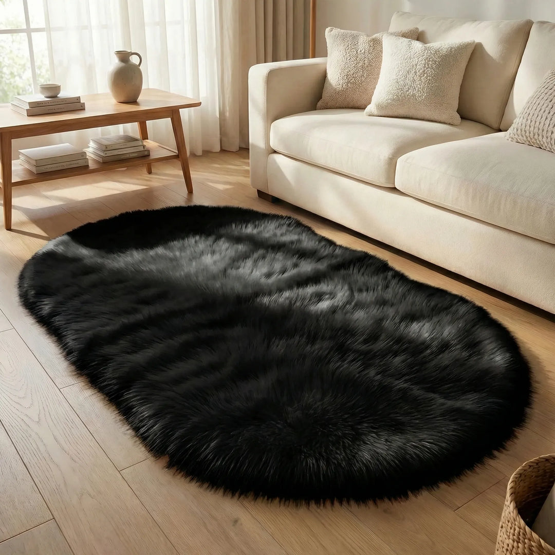 Cozy home decor with this unisex ultra-soft oval plush area rug, suitable for any room.