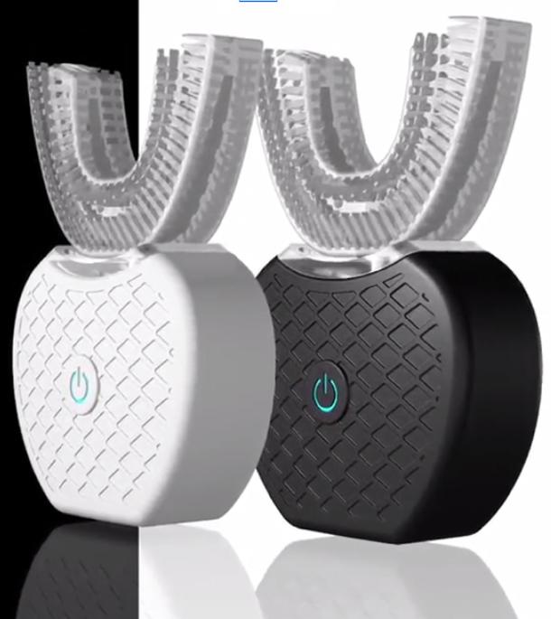 Smart electric toothbrush with blue light for effective teeth whitening and dental hygiene.