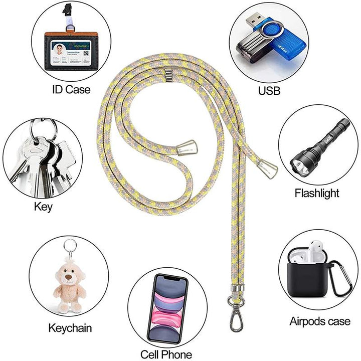 Close-up of a universal detachable phone lanyard's robust connector, highlighting mobile security features.