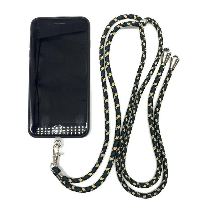 Youth holding a smartphone securely with a red universal detachable phone lanyard, emphasizing anti-drop benefit.