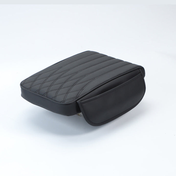 Memory foam leather armrest cushion, universal, offering superior driving comfort and support.