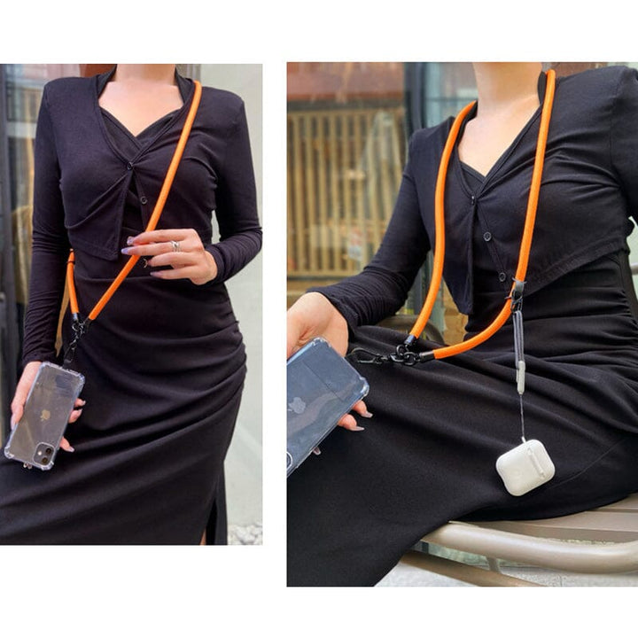 Close-up of the adjustable strap mechanism on a Universal Phone Crossbody Lanyard, showing durability.