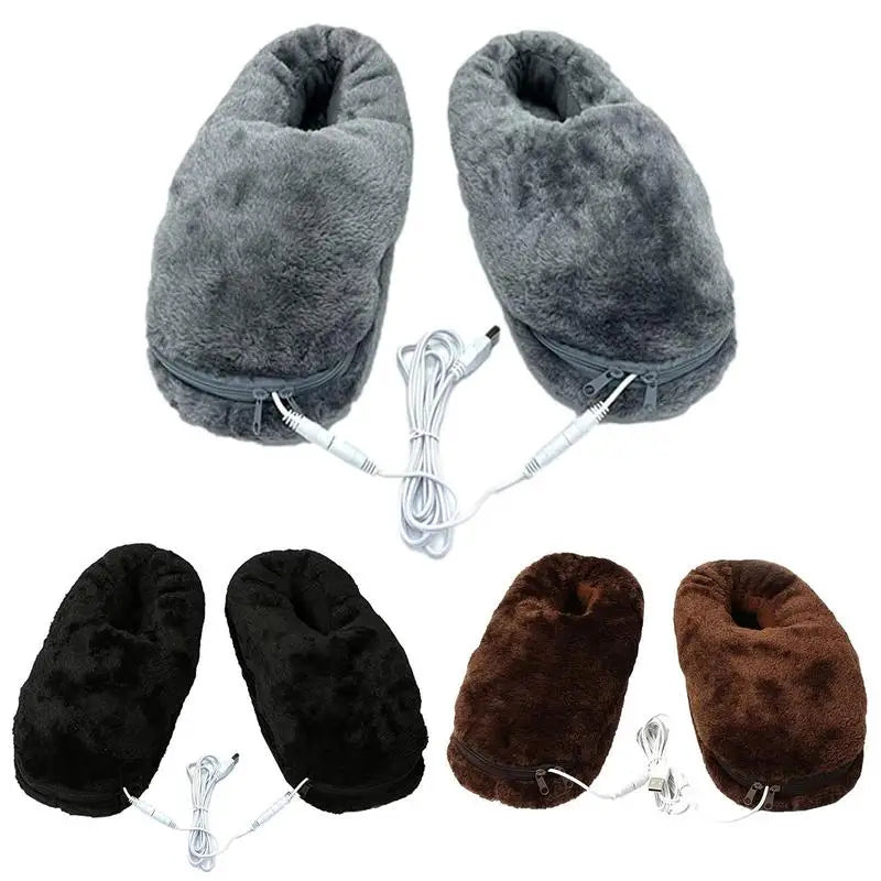 Plush electric indoor slippers, USB powered for ultimate warmth during cold weather.
