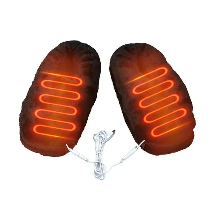 Warm USB heated shoes for indoor comfort. Plush, electric design for cold weather relief.