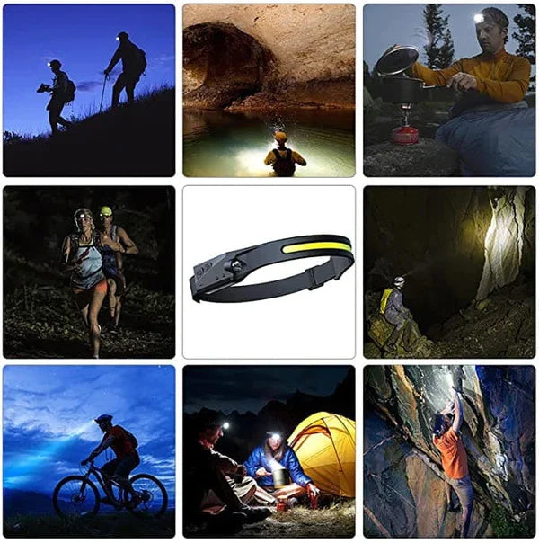 Compact and lightweight LED headlamp with multiple light modes, ideal for hiking and fishing