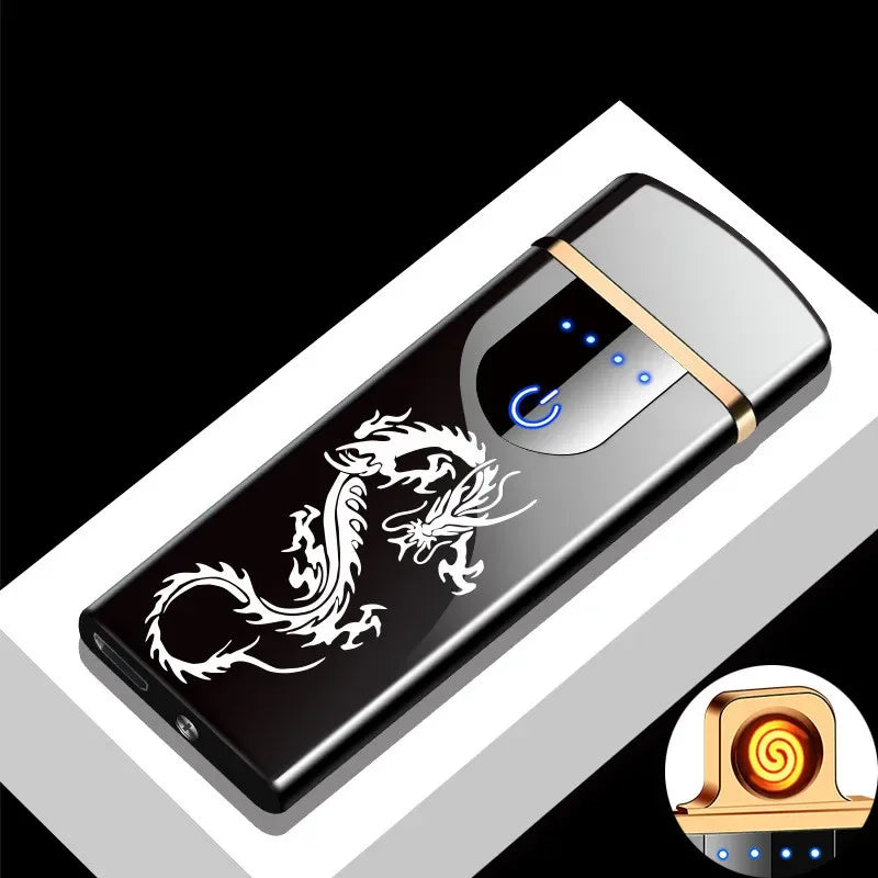 Elegant premium metal USB plasma lighter. Windproof, flameless, and rechargeable for long use.