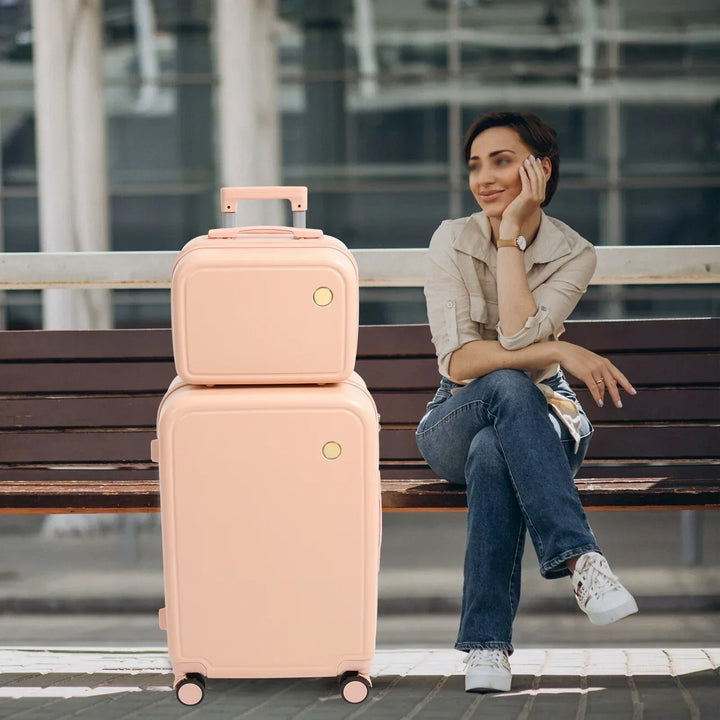 Vienna Duo hard shell carry-on suitcase & matching cosmetic case. Organized, secure travel luggage.