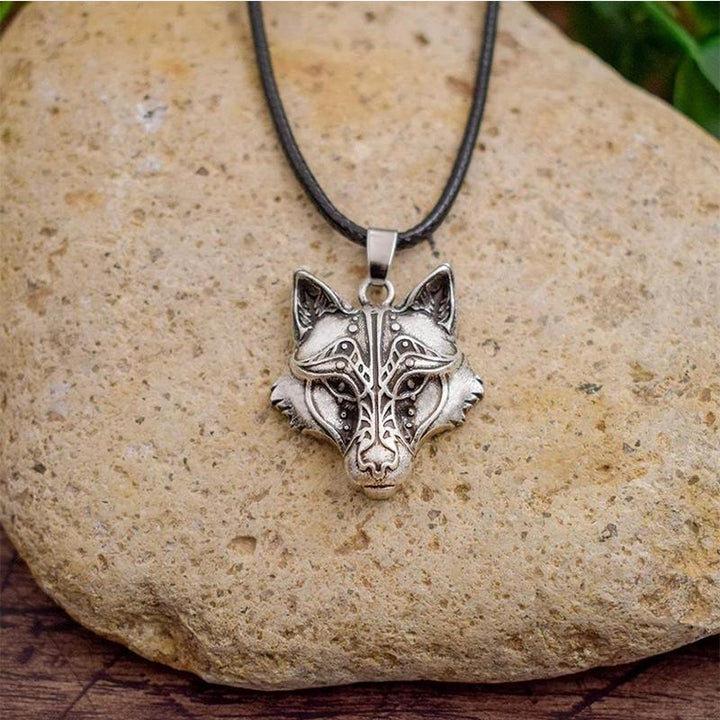 Detailed shot of a Viking Wolf Head pendant, strength symbol for a unisex necklace, durable alloy jewelry