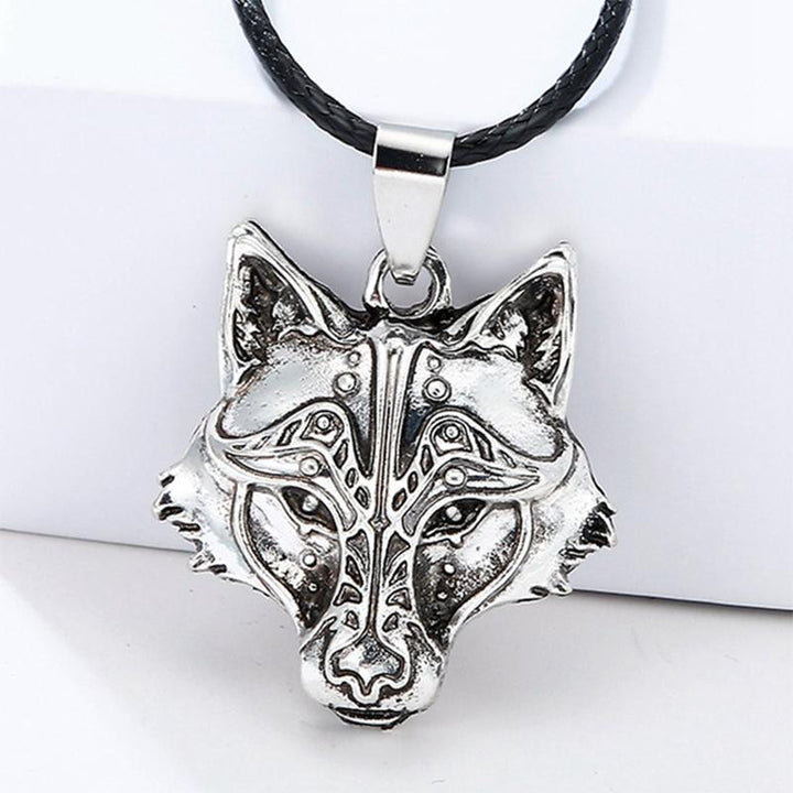 Unisex Viking Wolf Head Necklace, a bold statement piece of animal jewelry, silver-tone mythical pendant