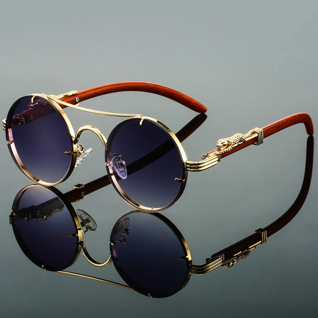 Unisex fashion sunglasses, vintage double bridge style, gradient lenses, and full UV400 eye protection.