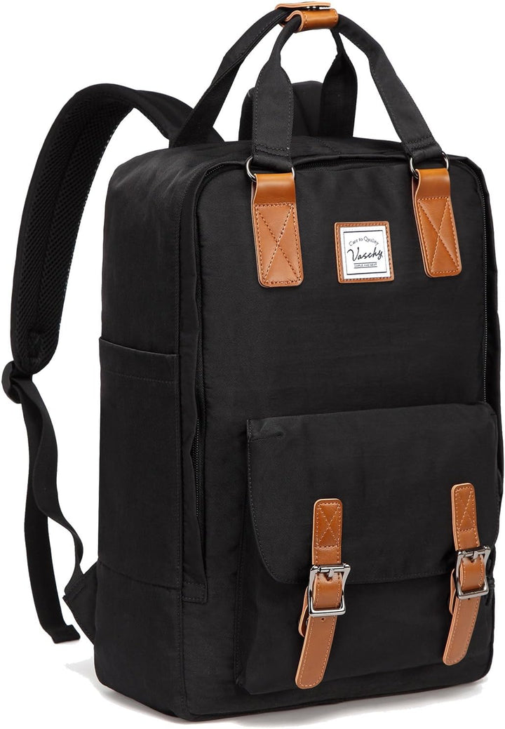 Resilient water-resistant backpack with vintage charm, keeping your 15.6" laptop dry and secure.