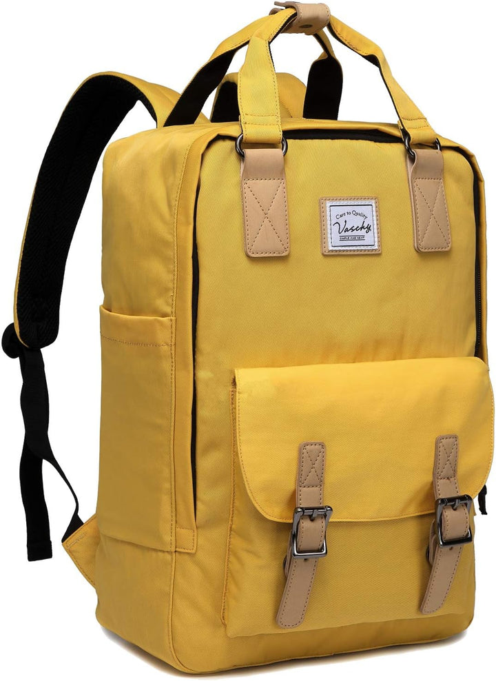 Water-resistant vintage backpack with multiple organizer pockets for secure urban commuting.