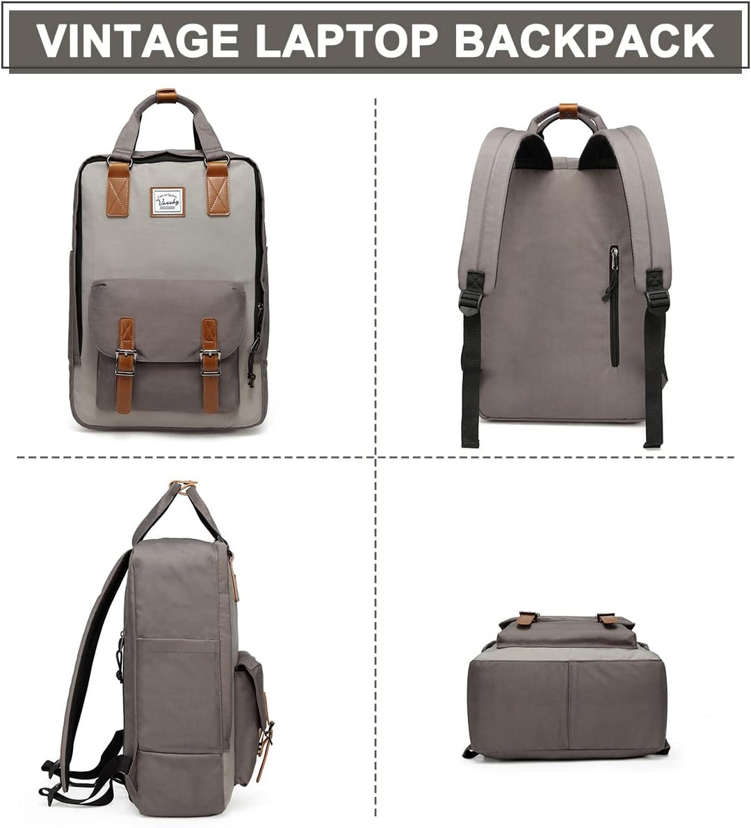 Padded 15.6" laptop compartment in a water-resistant vintage UrbanEase backpack for safe transit.