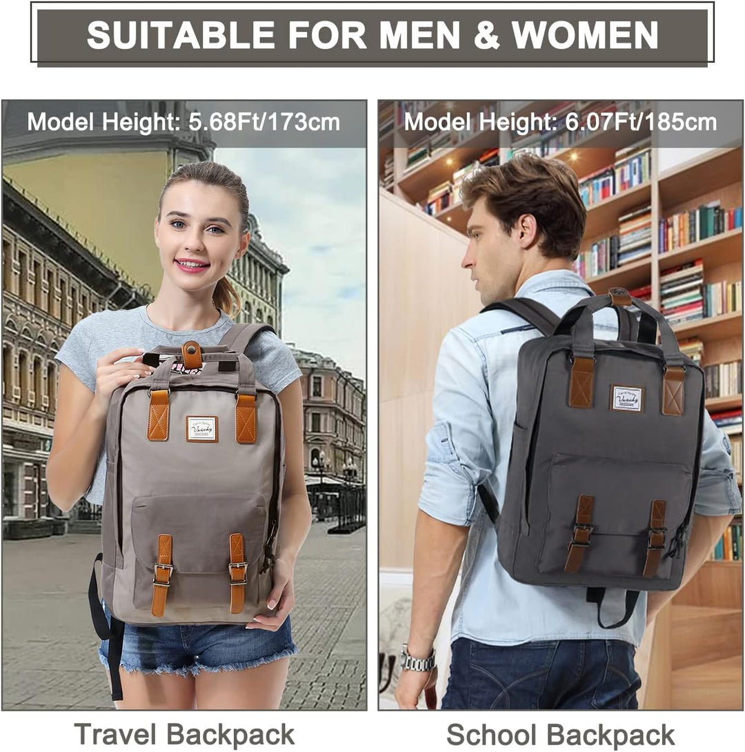 UrbanEase vintage laptop backpack, water-resistant, offering organized style for modern daily use.