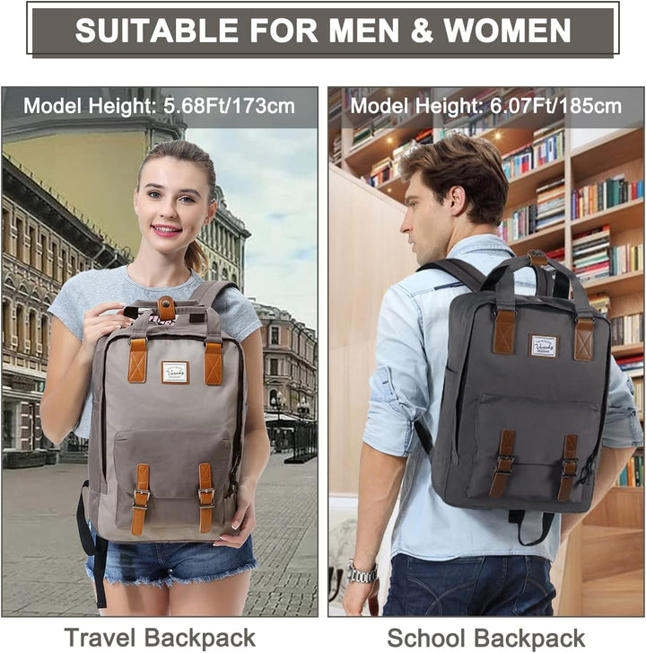 UrbanEase vintage laptop backpack, water-resistant, offering organized style for modern daily use.