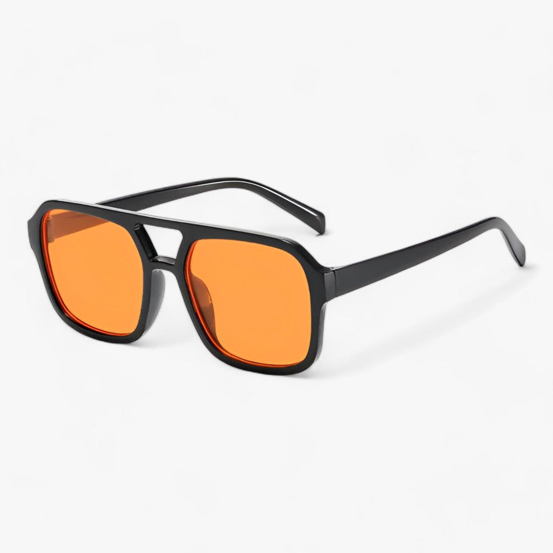 Black vintage oversized square sunglasses. Unisex design for outdoor fashion & critical UV eye protection.