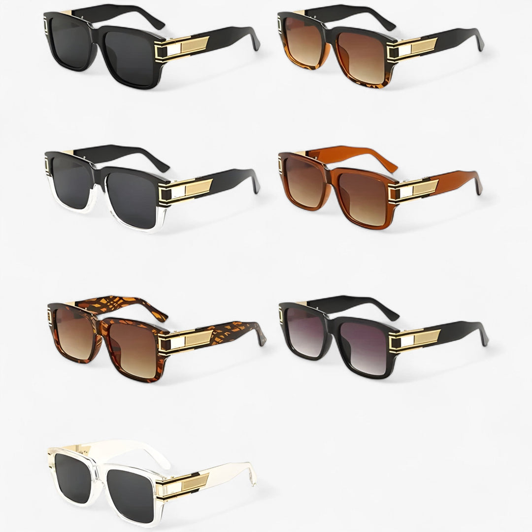 Iconic vintage square frame sunglasses with UV400. Unisex retro plastic shades for summer style & travel.