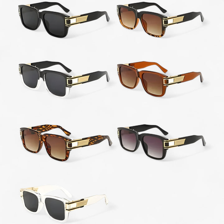 Iconic vintage square frame sunglasses with UV400. Unisex retro plastic shades for summer style & travel.