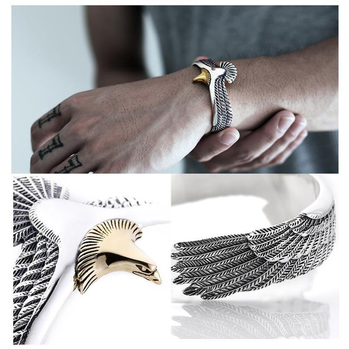 Adjustable copper eagle bracelet for men and women, with intricate animal jewelry detailing on a vintage band.