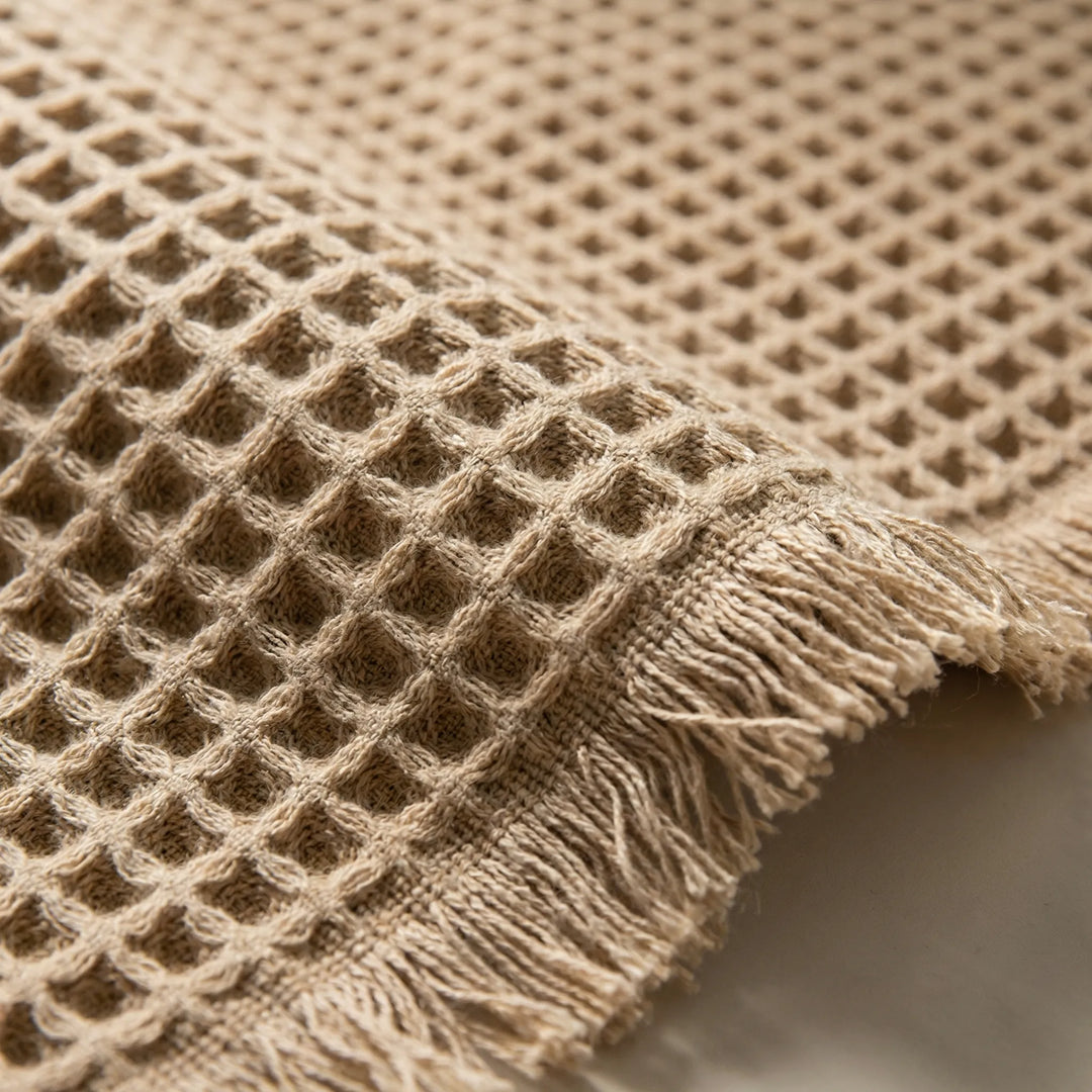 Waffle textured non-slip bath runner mat, an absorbent soft rug for safe and stylish bathroom floor protection.