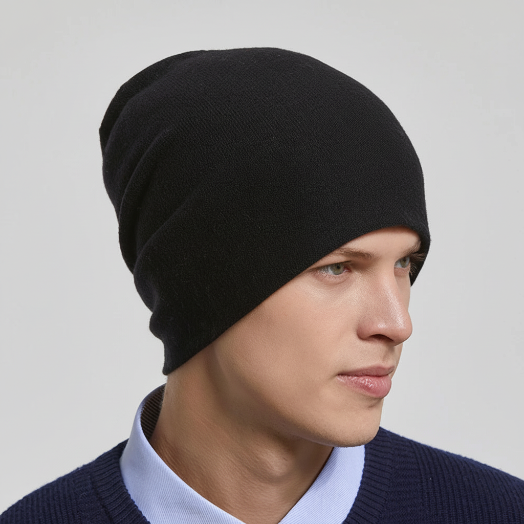 Elegant & warm unisex slouchy beanie. Essential winter hat for men & women, offering cozy comfort in cold weather.