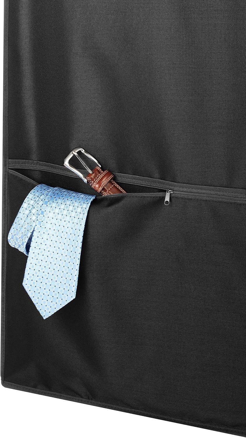 Portable unisex suit bag with a water-resistant finish and practical accessory compartment.