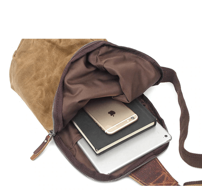 Secure anti-theft crossbody bag in water-resistant canvas, great for travel & protecting essentials.