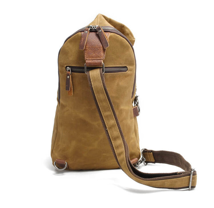 Practical unisex water-resistant canvas sling bag, ideal for daily essentials with an anti-theft feature.