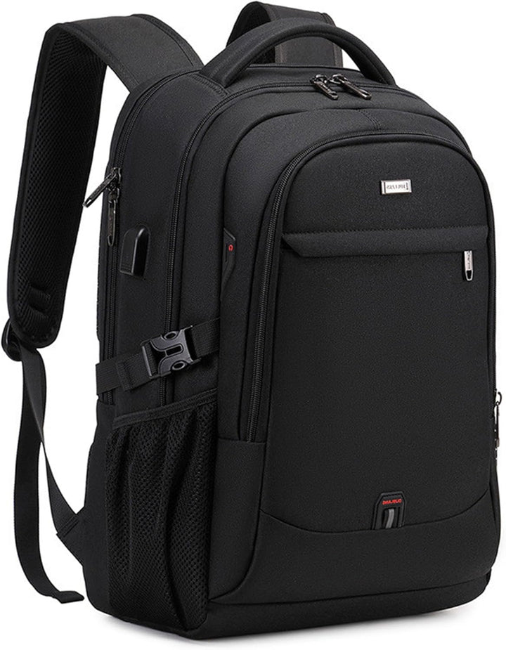 Unisex water-resistant laptop backpack, organized for travel & work, with padded tech compartment.