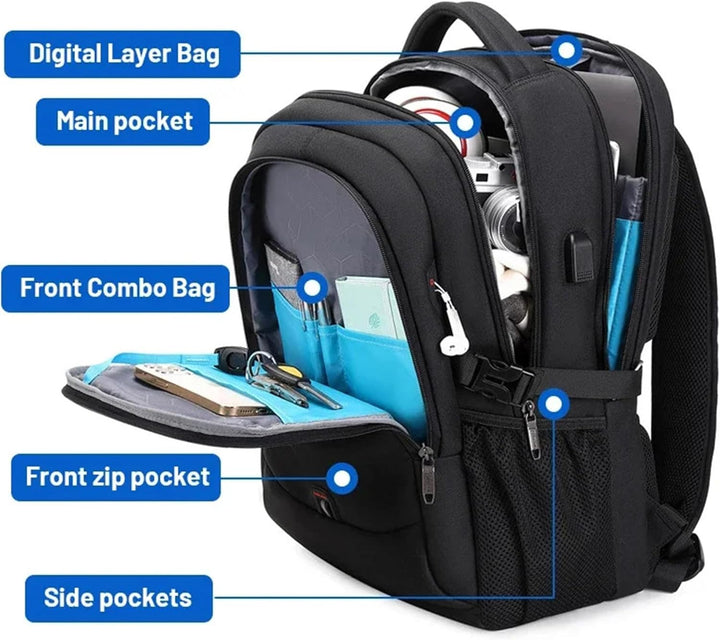 Spacious unisex travel backpack, water-resistant & organized, perfect for adventures, work, and school essentials.