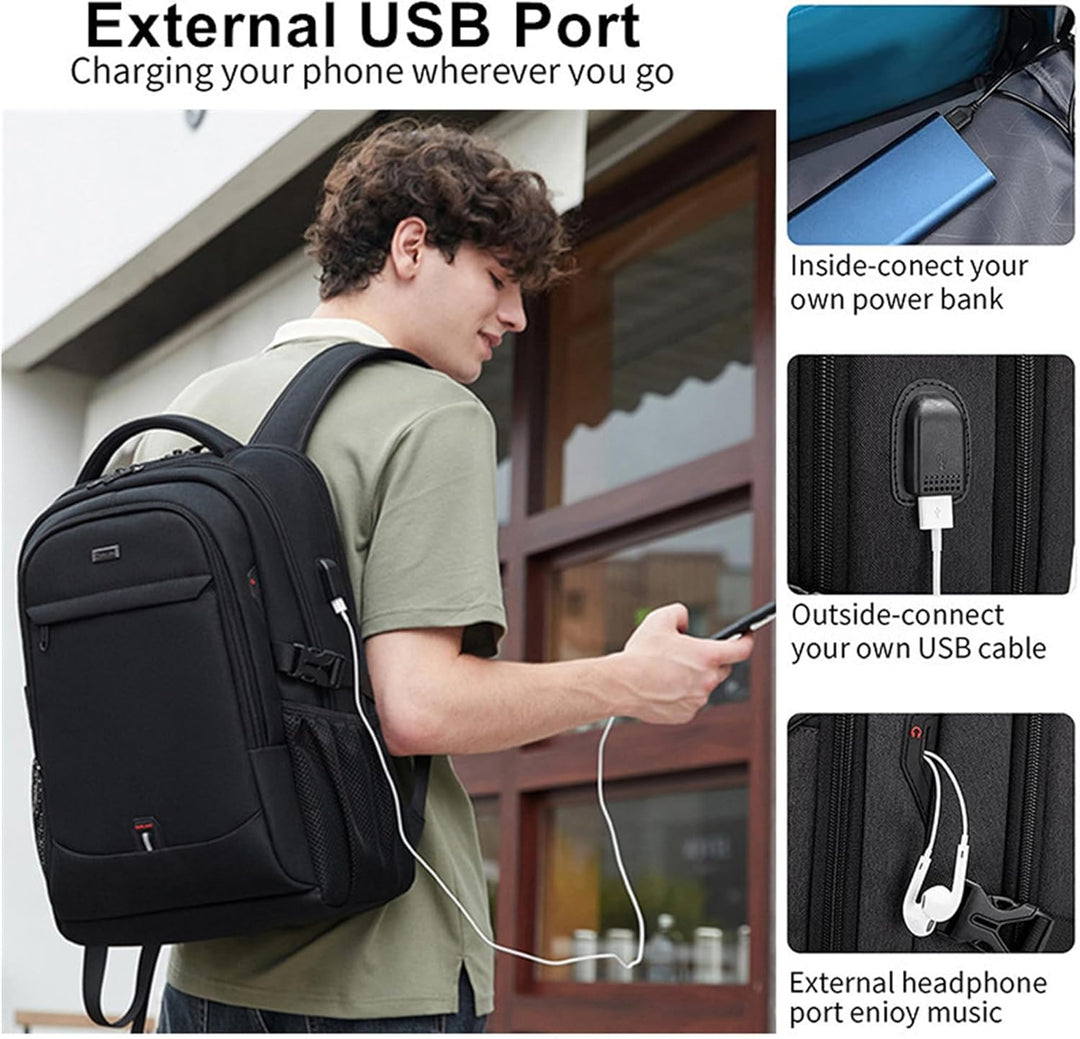 Anti-theft unisex travel laptop backpack, water-resistant & organized, ideal for daily commute, school or work.