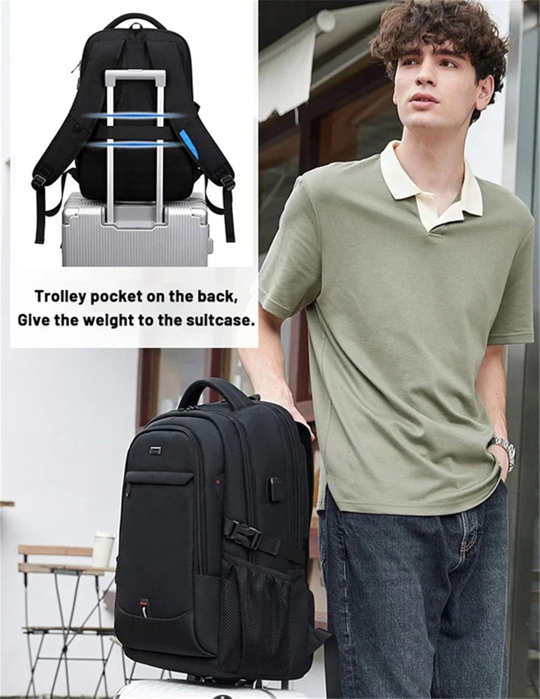 Durable water-resistant unisex work & travel backpack, organized for laptop, school, and daily essentials.