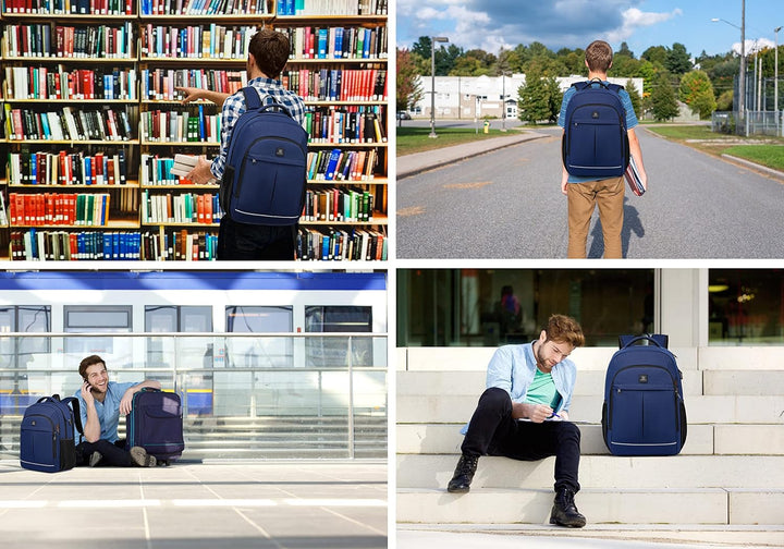 Functional laptop backpack, unisex, water-resistant, USB & anti-theft for travel.
