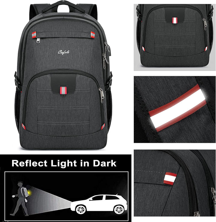 Unisex daily commute backpack, water-resistant, USB port, anti-theft technology.