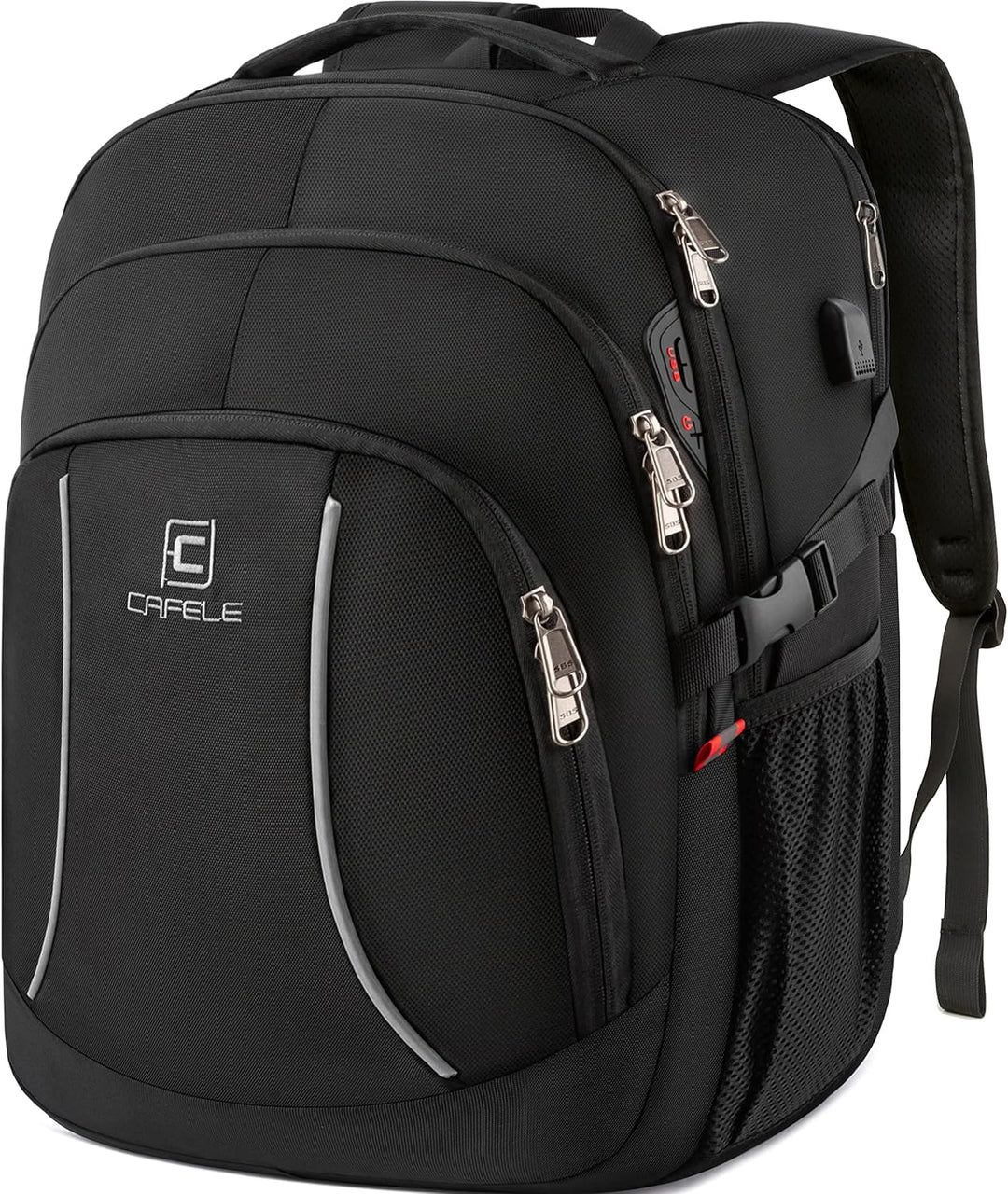 Versatile water-resistant travel backpack, anti-theft, and USB charging for all devices.
