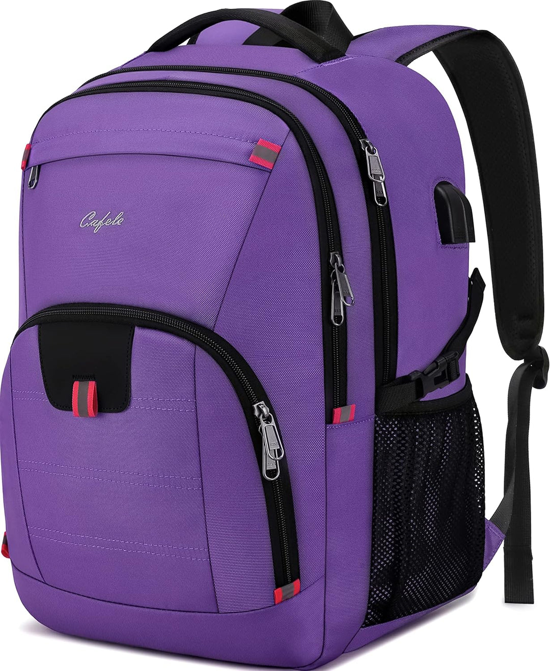 TechPro daily commute backpack for laptops, water-resistant & anti-theft with USB port.