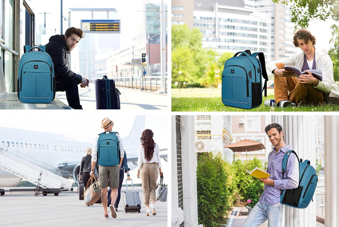 Secure laptop travel bag, water-resistant, anti-theft with USB charging & RFID.