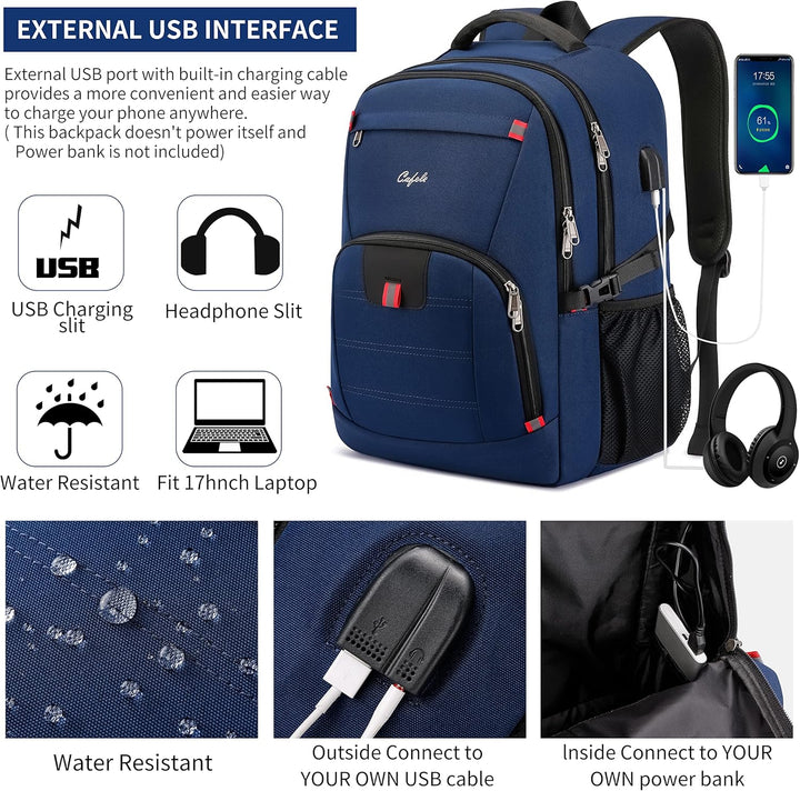 Durable laptop backpack, unisex, water-resistant, anti-theft & USB charging function.